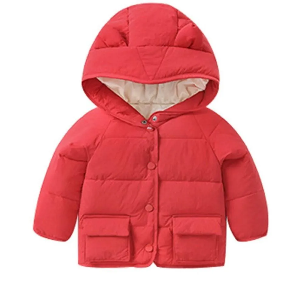 Unisex Cute Ear Hooded Solid Outerwear Boys Boutique Clothing Wholesale