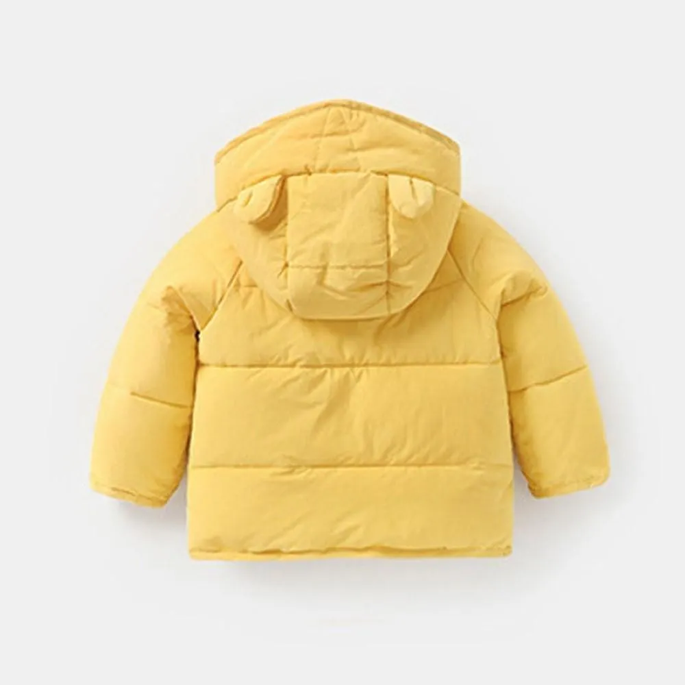 Unisex Cute Ear Hooded Solid Outerwear Boys Boutique Clothing Wholesale