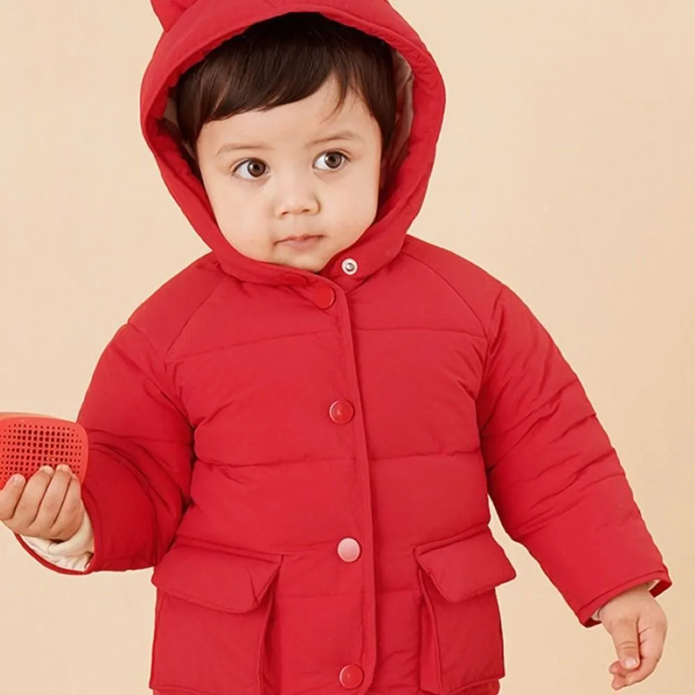 Unisex Cute Ear Hooded Solid Outerwear Boys Boutique Clothing Wholesale