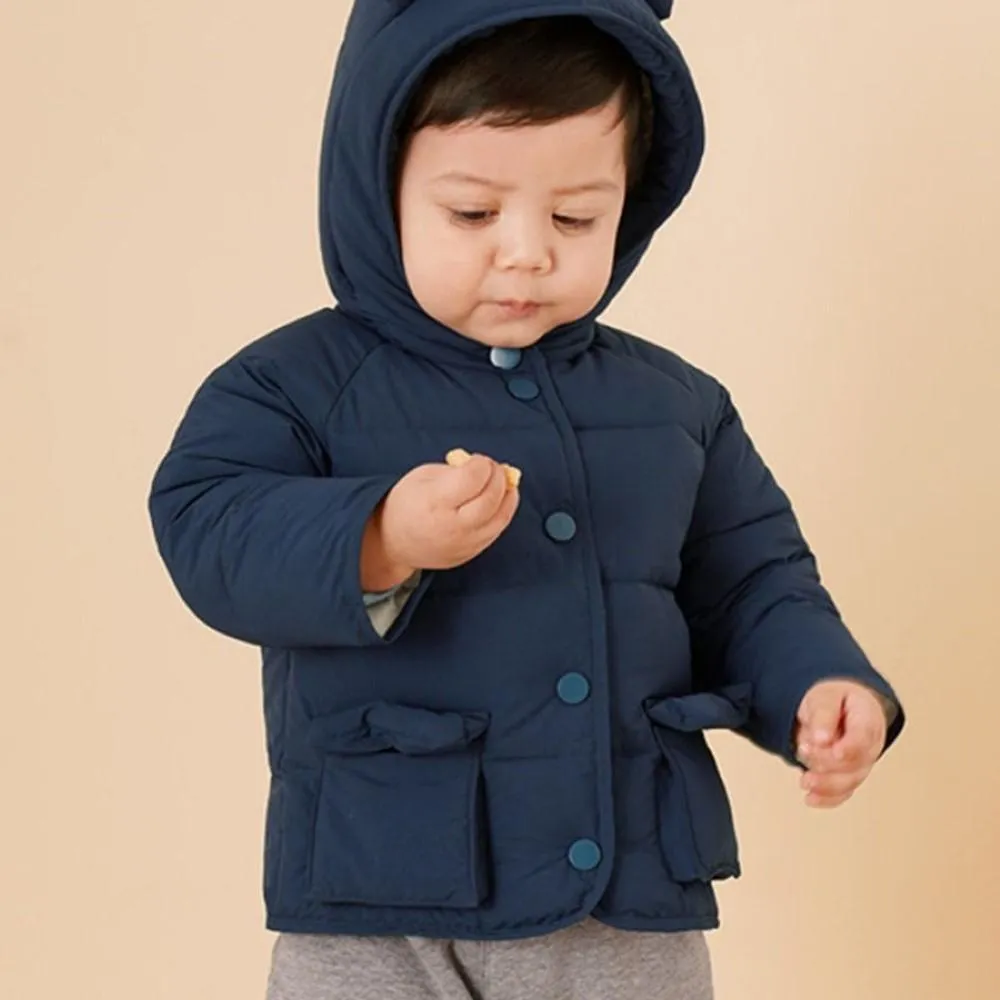 Unisex Cute Ear Hooded Solid Outerwear Boys Boutique Clothing Wholesale