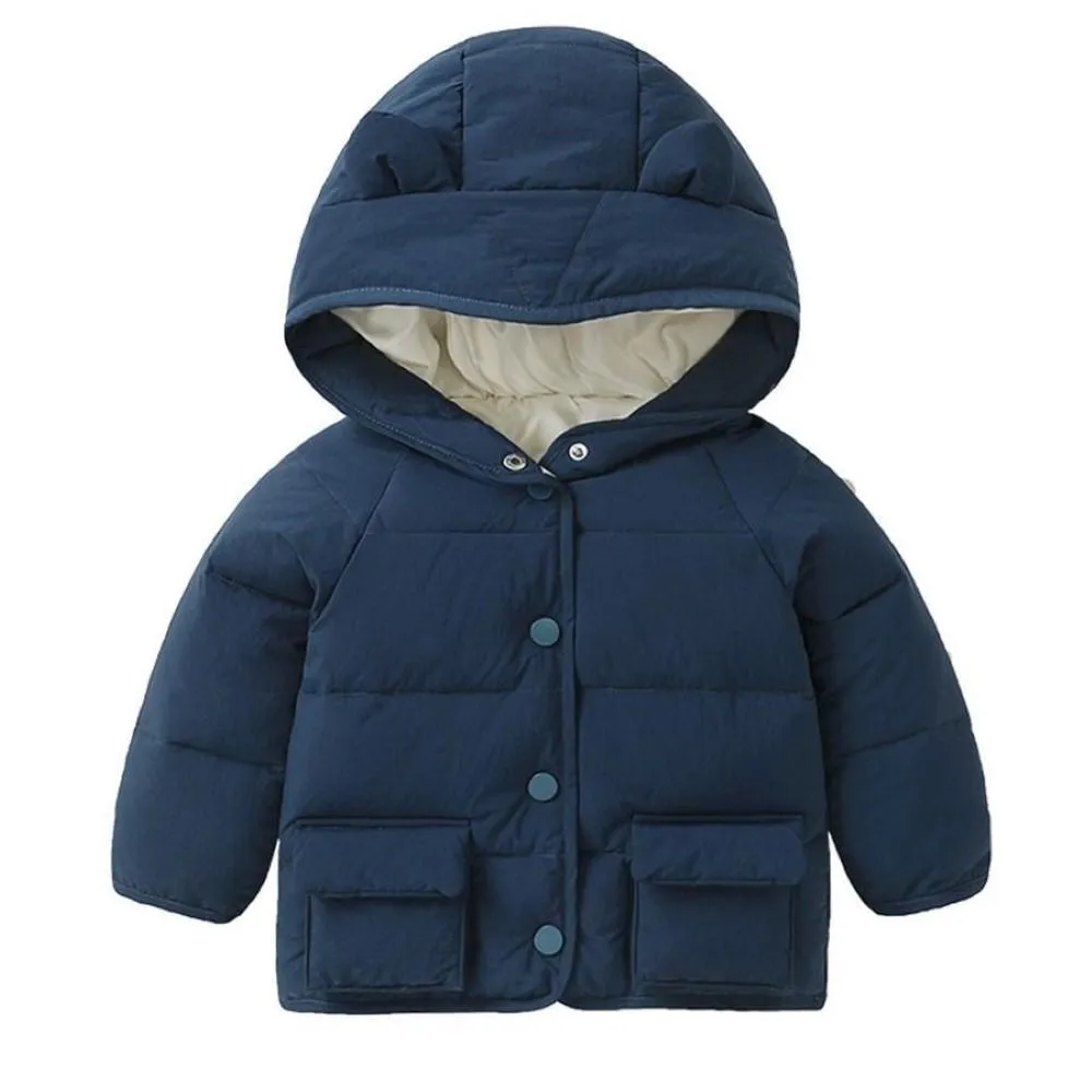 Unisex Cute Ear Hooded Solid Outerwear Boys Boutique Clothing Wholesale