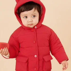 Unisex Cute Ear Hooded Solid Outerwear Boys Boutique Clothing Wholesale