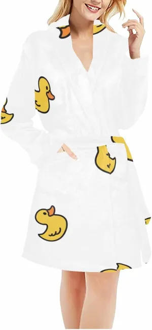 Waffle Robes For Women Funny Rubber Duck Blue Pattern Women Robe Fleece Plush Soft Fluffy Fuzzy Cozy Warm Bathrobe