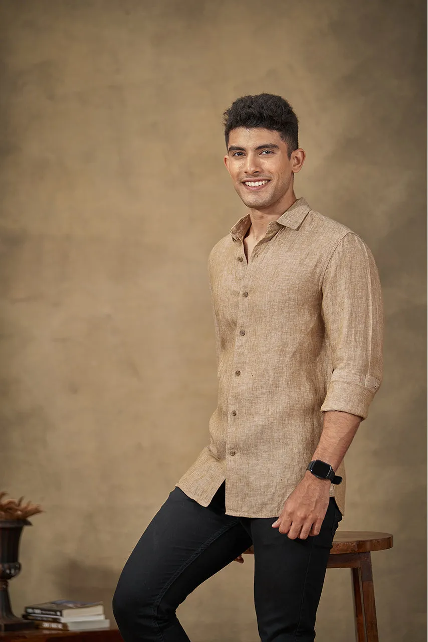 Warm Khakhi Linen Shirt