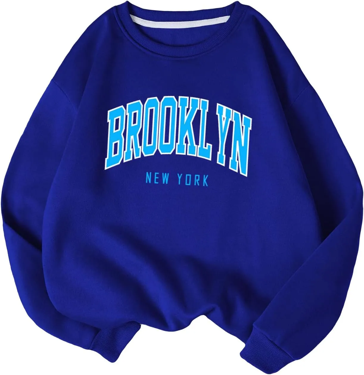 WDIRARA Women's Letter Graphic Print Round Neck Long Sleeve Casual Pullover Sweatshirt Tops