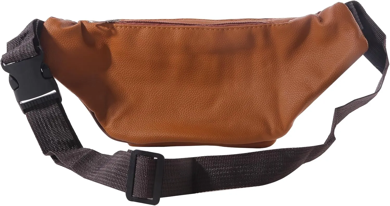 Weiy Travel Belt Bag for Men Women Outdoor Casual Multi-Pockets Fanny Pack Stylish Leather Hiking Waist Bag,Yellow brown