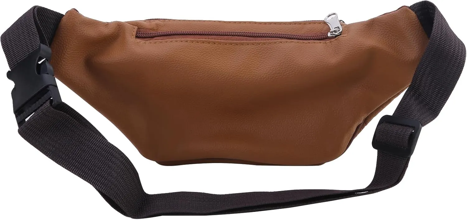 Weiy Travel Belt Bag for Men Women Outdoor Casual Multi-Pockets Fanny Pack Stylish Leather Hiking Waist Bag,Yellow brown