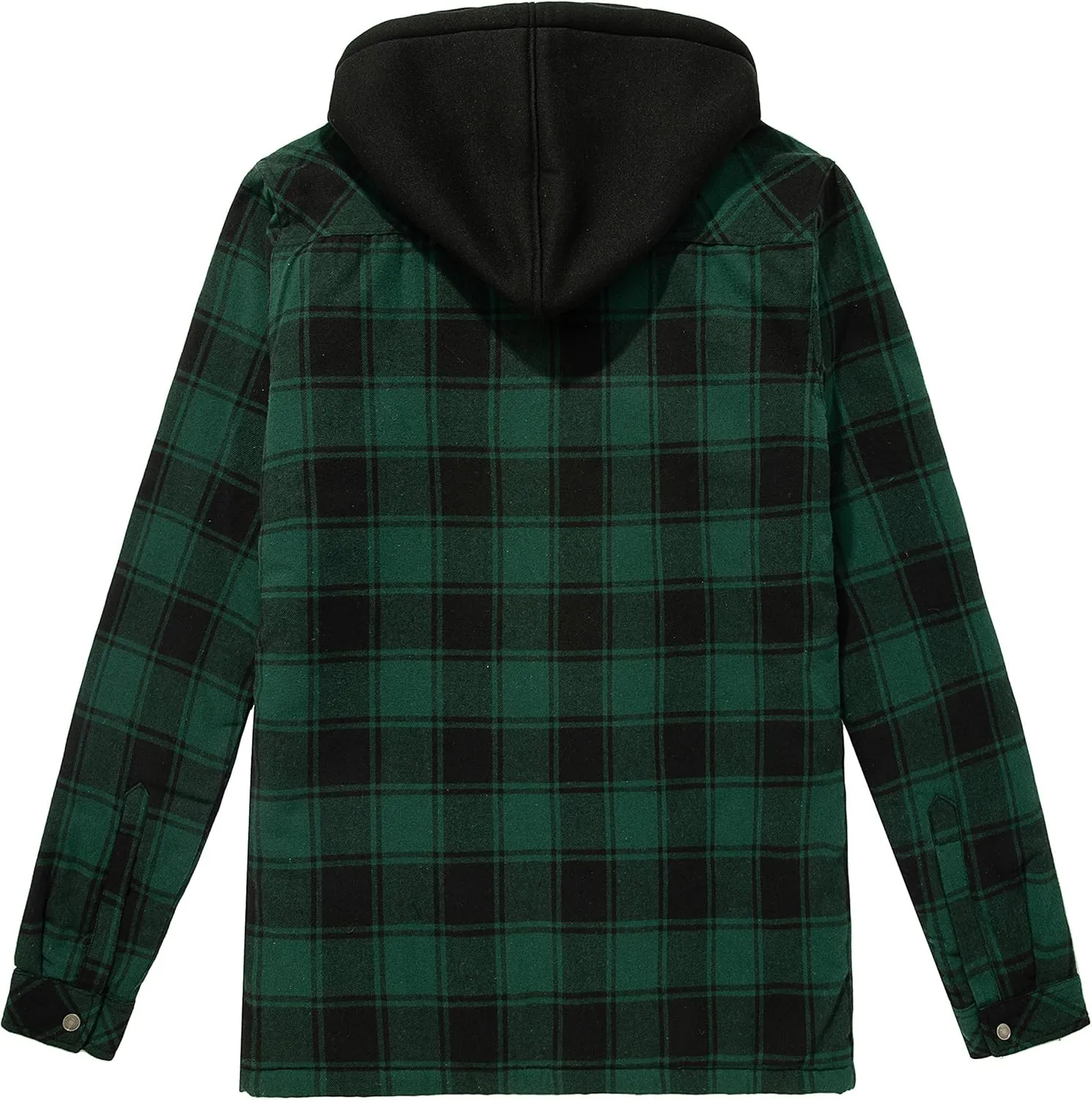 WenVen Men's Thicken Plaid Flannel Quilted Shirts Jacket with Removable Hood