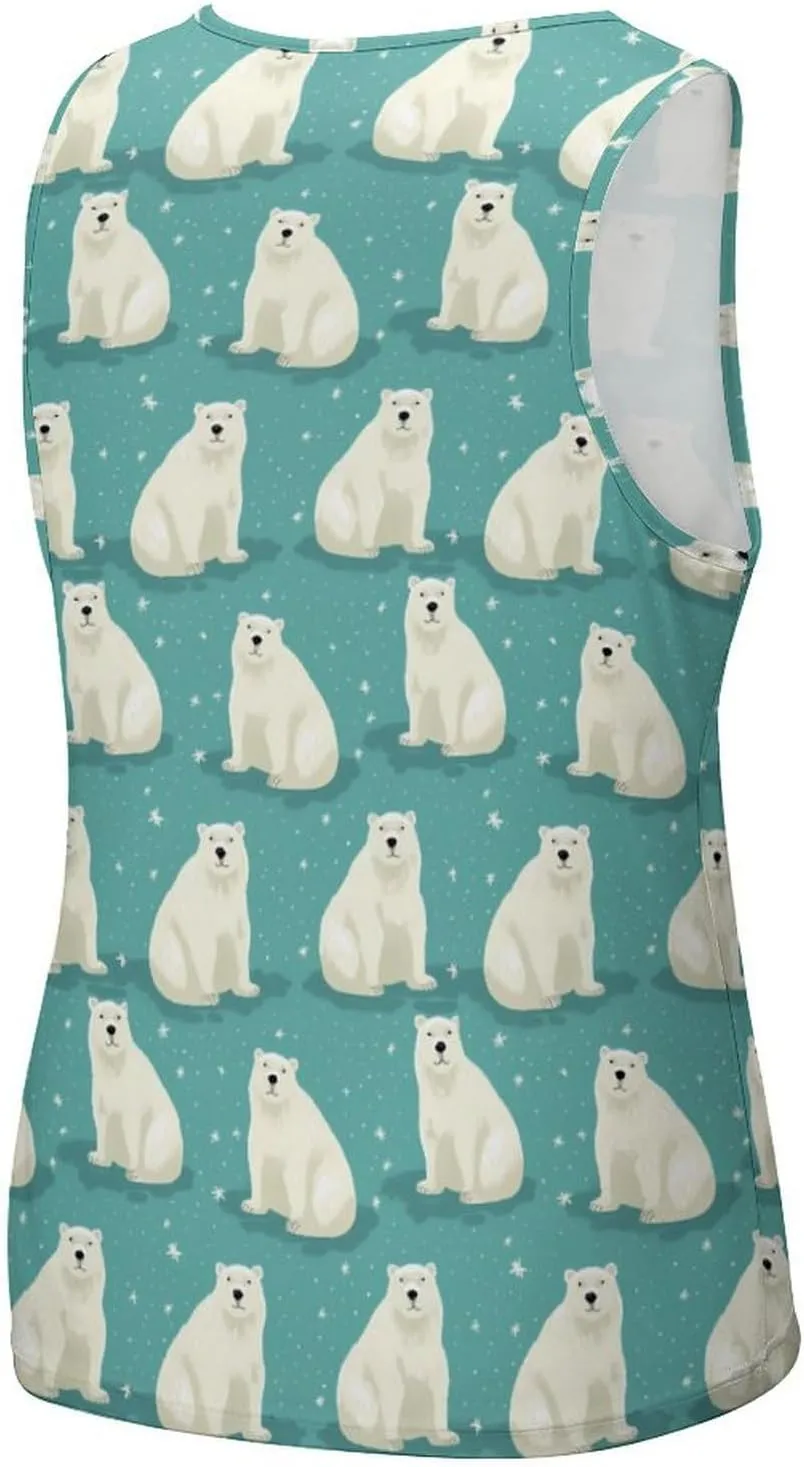 White Bear Pattern Mens Tank Top Undershirt Sleeveless Gym Vest Workout T-Shirts