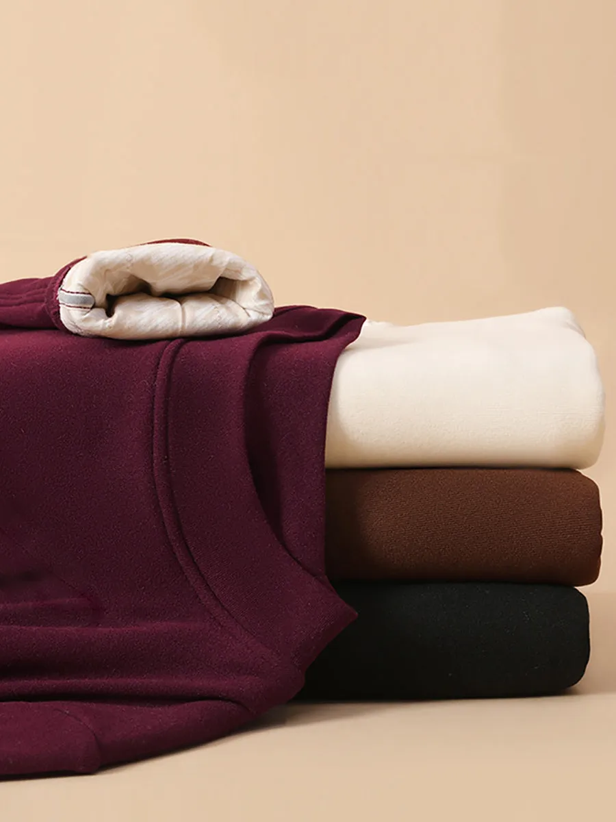 Women Autumn Casual Warm Pure Color O-Neck Blouse