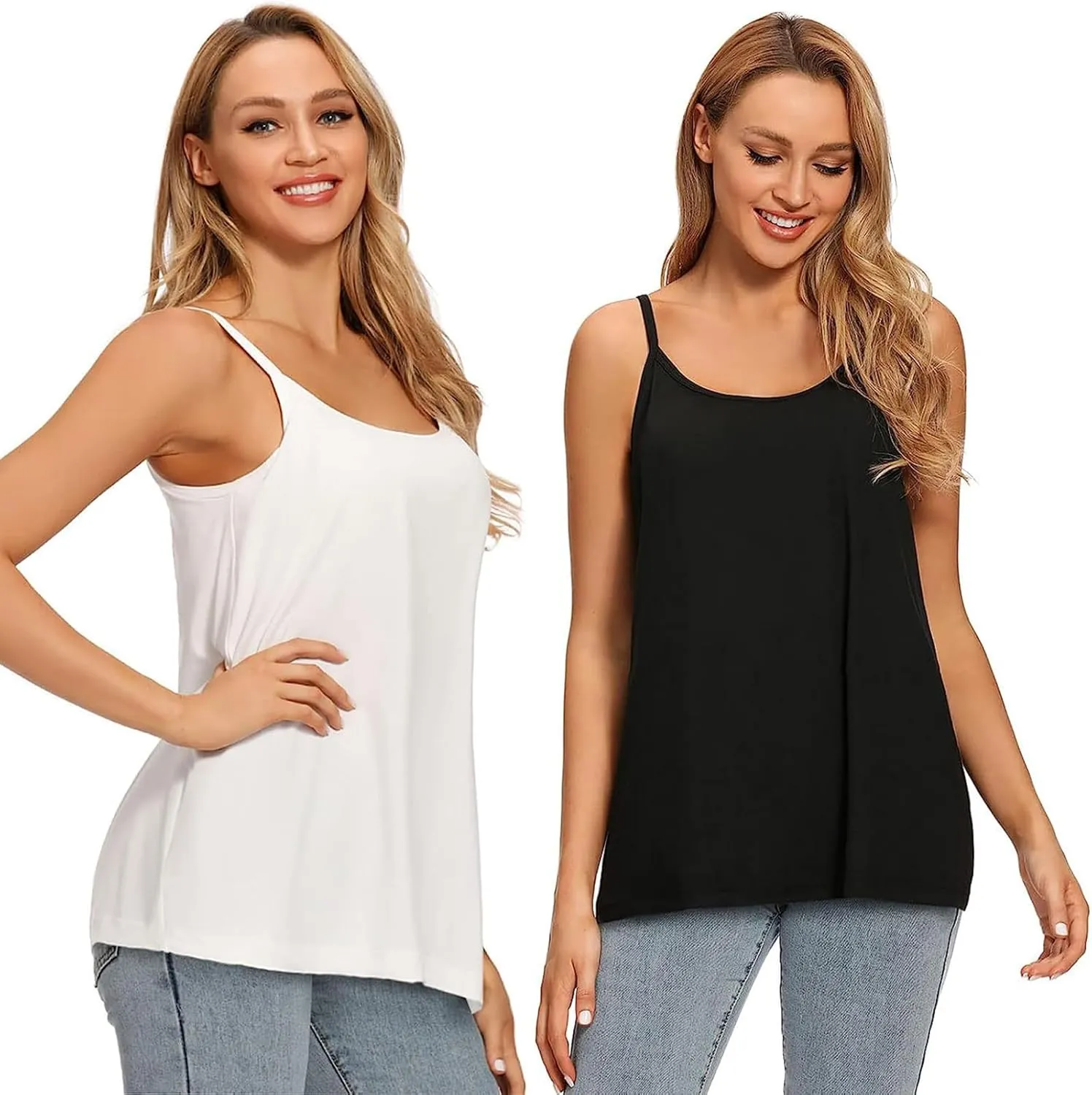 Women Flowy Pleated Camisole with Built in Bra Loose Casual Sleeveless Tank Tops