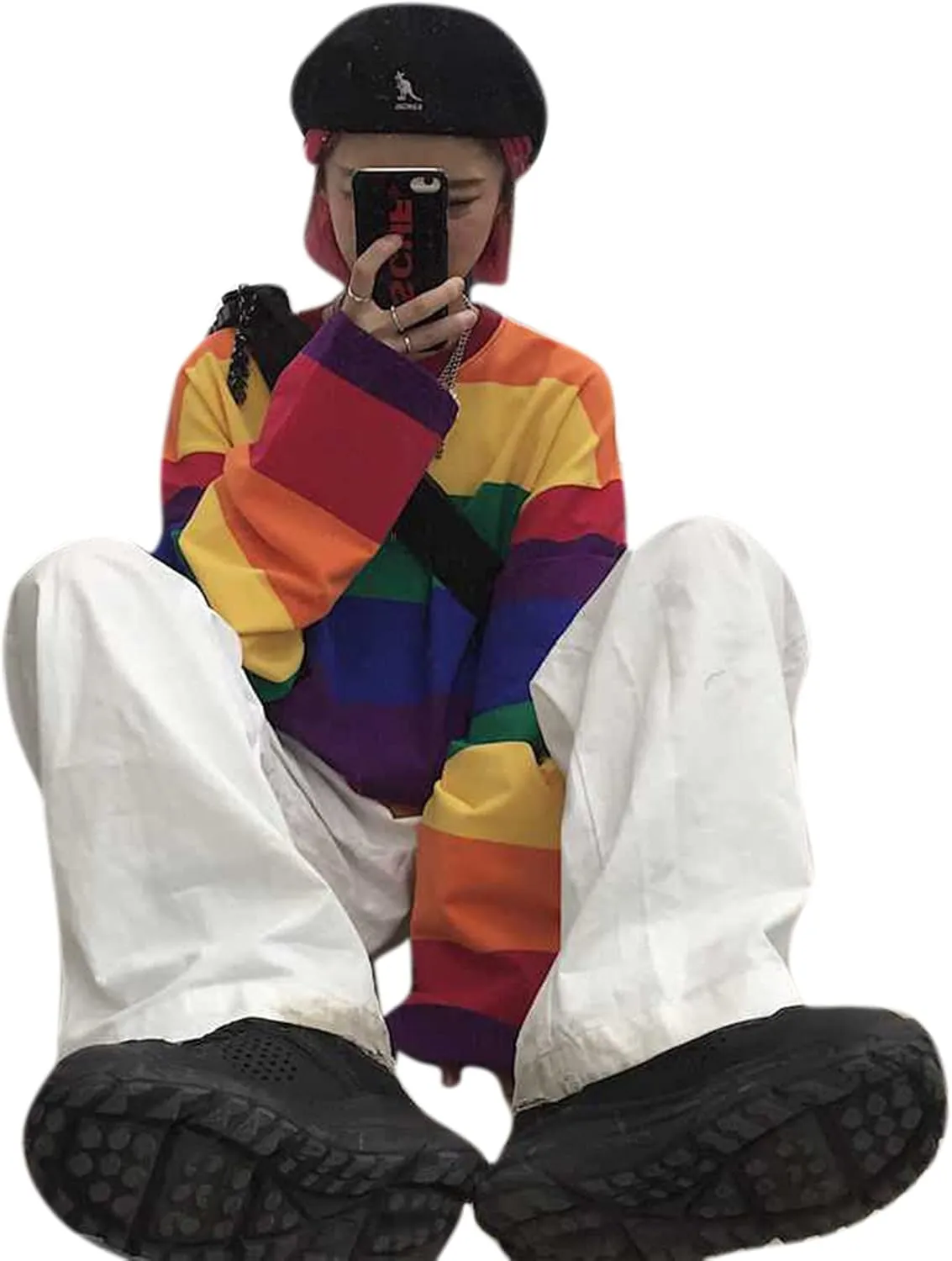 Women Girls Casual Oversized Striped T Shirt Long Sleeves Pullover Sweatshirt Tops