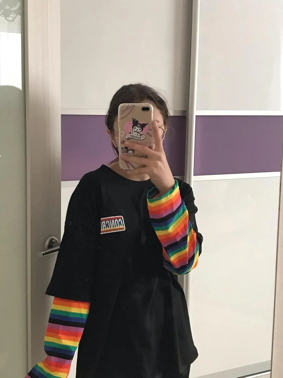 Women Girls Casual Oversized Striped T Shirt Long Sleeves Pullover Sweatshirt Tops