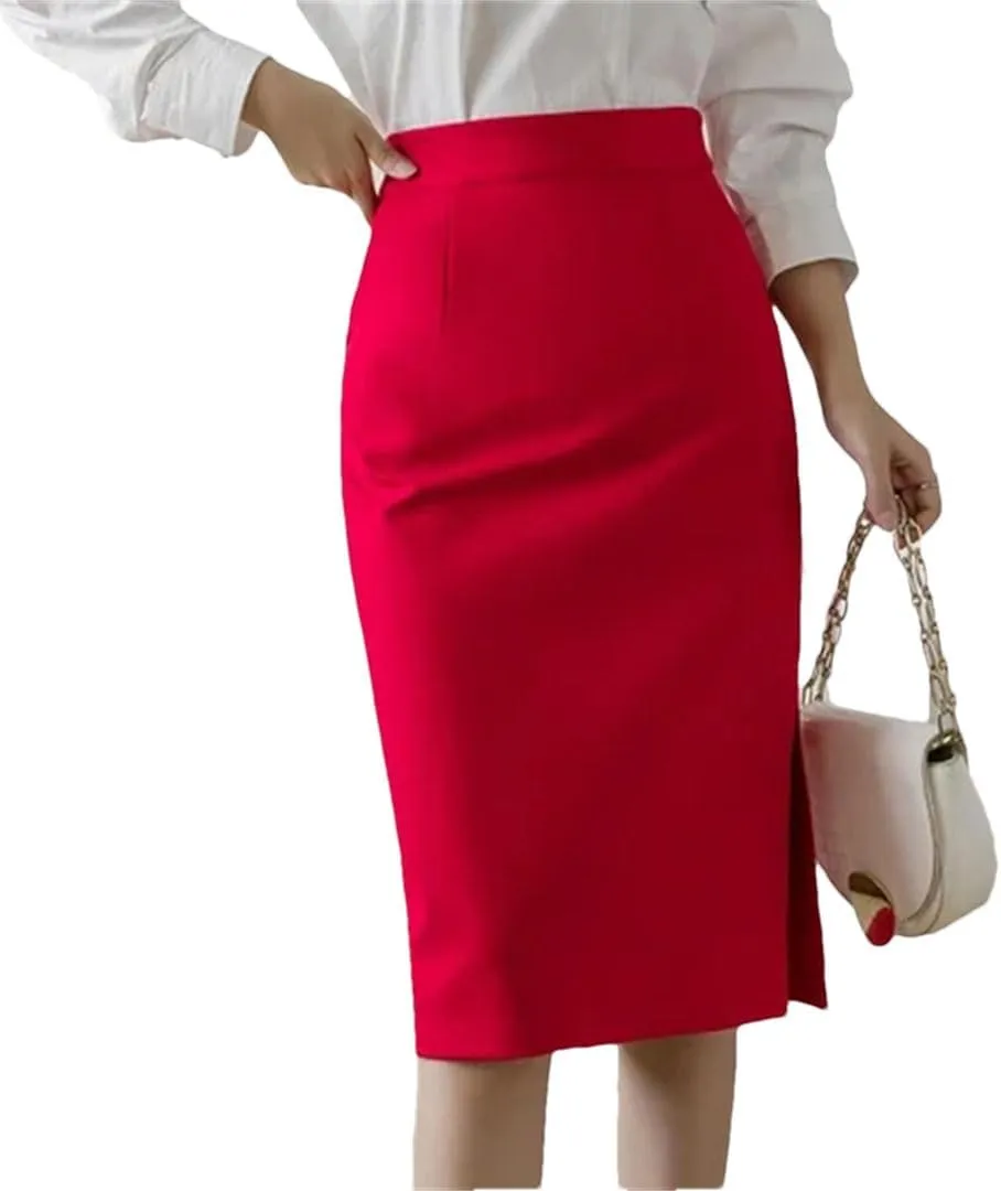 Women Korean High Wiast Office Skirt Long Skirts Elegant Sexy Pockets Midi Pencil Skirt