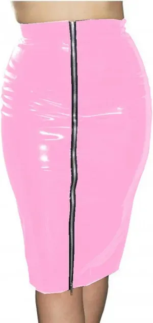 Women Leather Knee Length Bandage Skirt Full Zipper High Waist Pencil Midi Skirt HIPS Clubwear
