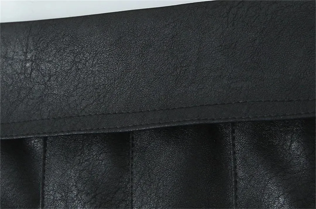 Women Pleated Mini Skirt Sexy Low Waist Super Short Skirts Chic Pu Leather Slim Skorts