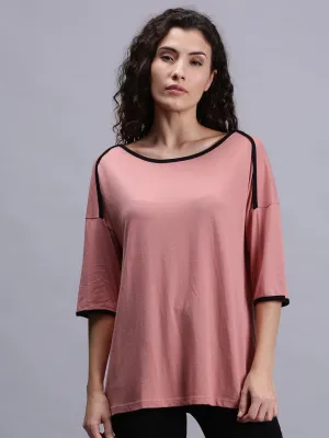Women Solid Pink Casual Tops