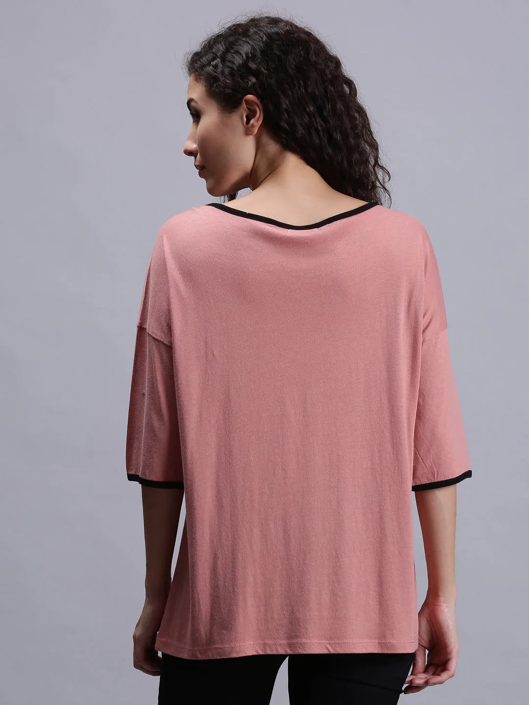 Women Solid Pink Casual Tops