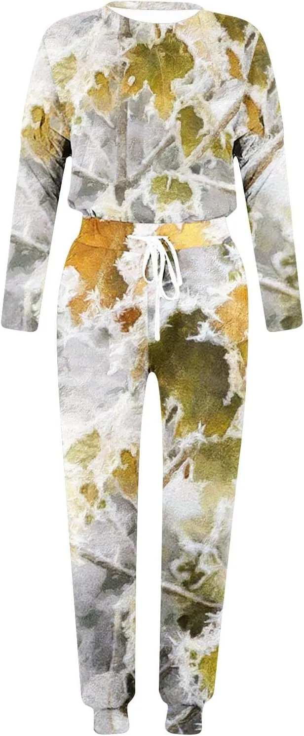 Womens 2 Piece Outfits Lounge Sweatsuit Sets Sleeve Wear Sports Suit Pullover and Baggy Sweatpants with Pockets