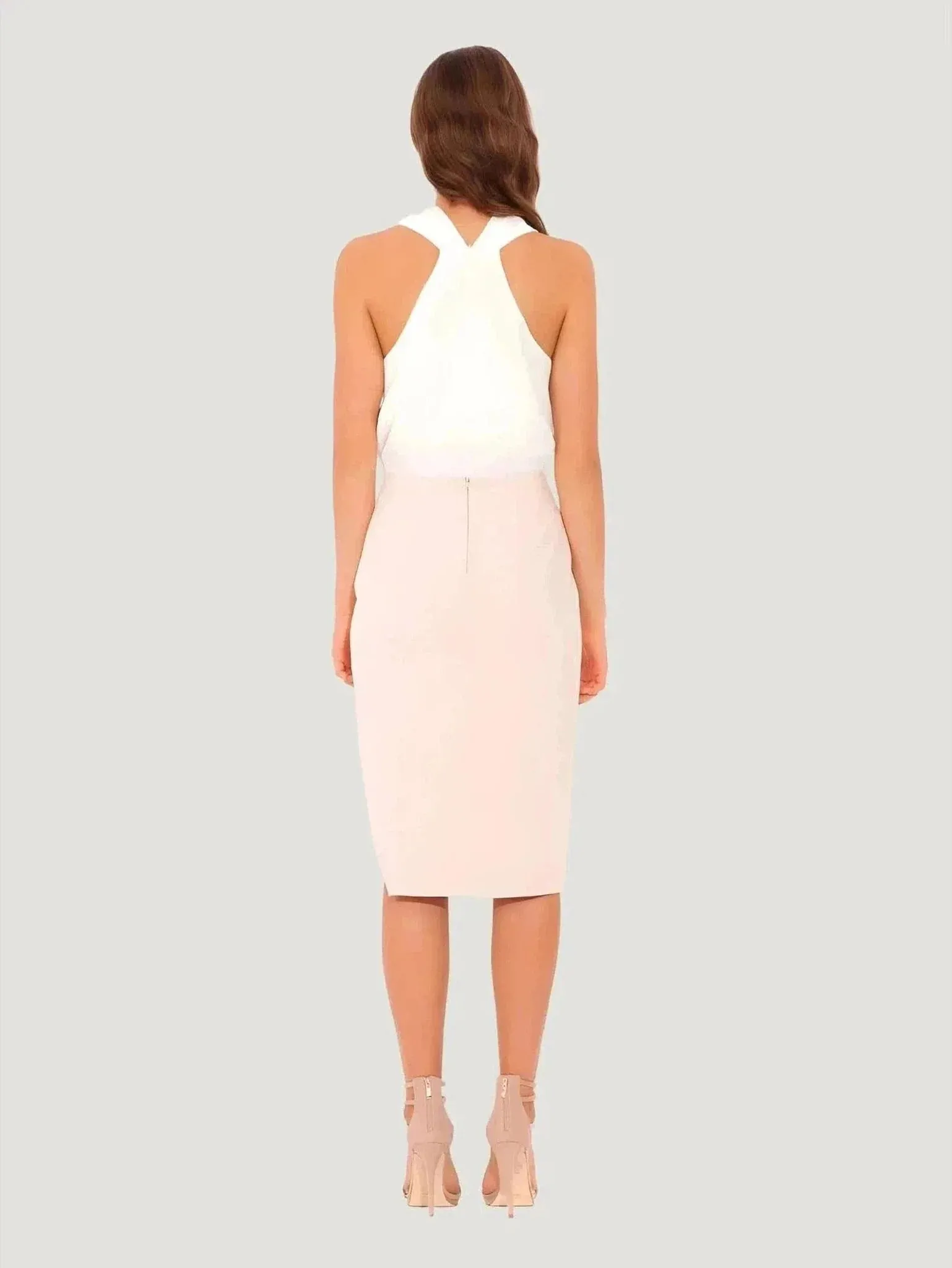 Women’s Blush Chameleon Skirt | High-Quality Fabric Blend | Asymmetric Hem & Curve-Hugging Fit | One Posh Closet