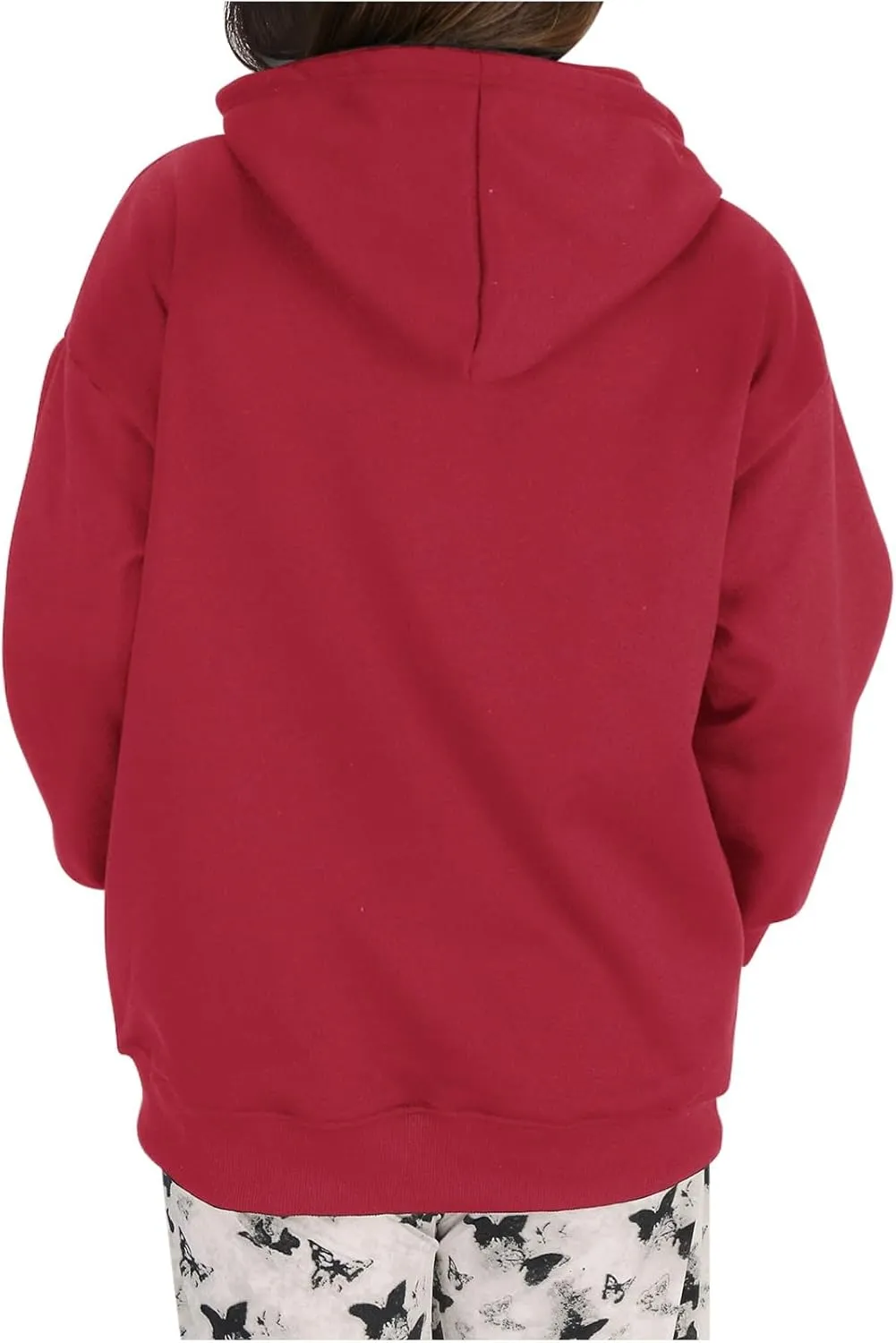 Womens Hoodies Oversized Sweatshirt Casual Fleece Pullover Top Solid Color Soft Hoodie With Pocket 2024 Fall Trendy Top