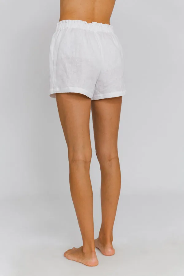 Women's linen shorts red brick - Luana
