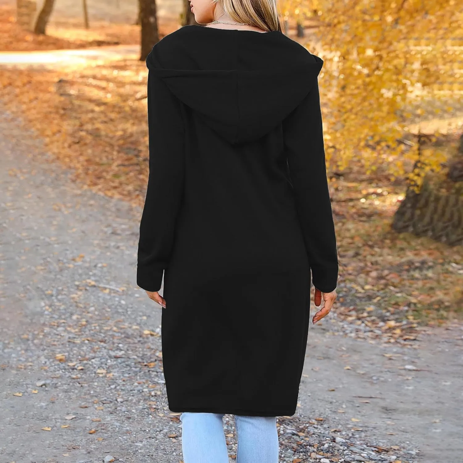 Womens Long Length Zip Up Hoodies Lightweight Fleece Jacket Oversized Tunic Sweatshirt Fashion Fall Zipper Hoodie