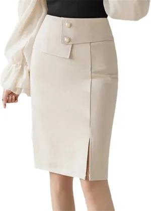 Women's Office Elegant Pencil Skirt  Knee-Length High Waist Hip-Wrap Casual Bottoms
