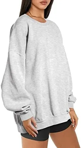 Women's Oversized Fleece Sweatshirts Long Sleeve Crew Neck Pullover Sweatshirt Casual Hoodie Tops