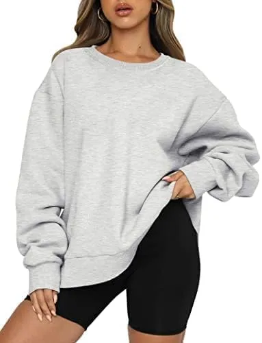 Women's Oversized Fleece Sweatshirts Long Sleeve Crew Neck Pullover Sweatshirt Casual Hoodie Tops
