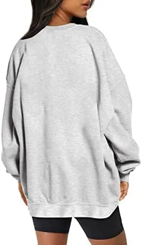 Women's Oversized Fleece Sweatshirts Long Sleeve Crew Neck Pullover Sweatshirt Casual Hoodie Tops