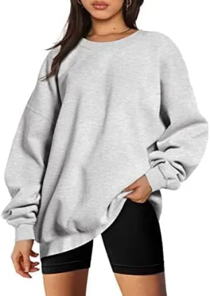 Women's Oversized Fleece Sweatshirts Long Sleeve Crew Neck Pullover Sweatshirt Casual Hoodie Tops