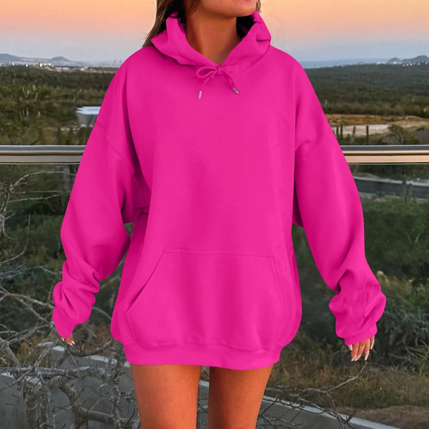 Womens Oversized Sweatshirts Hoodies With Pocket Long Sleeve Sweaters Fall Outfits with Pockets 2024 Trendy