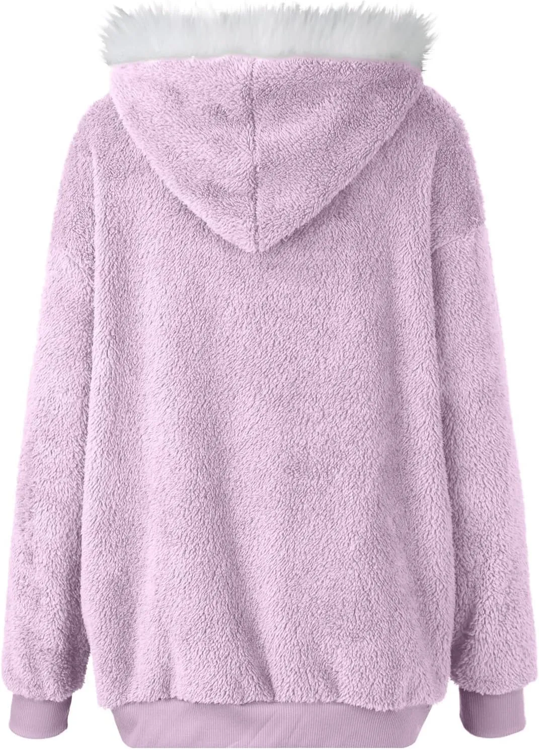 Womens Oversized Zip Up Coat Fuzzy Fleece Sherpa Jacket with Pockets Hoodie Outerwear Fall and Winter