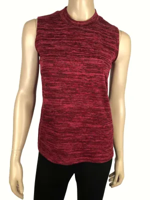 Women's seeveless Red Mock Neck Soft Knit Fabric - Made In Canada