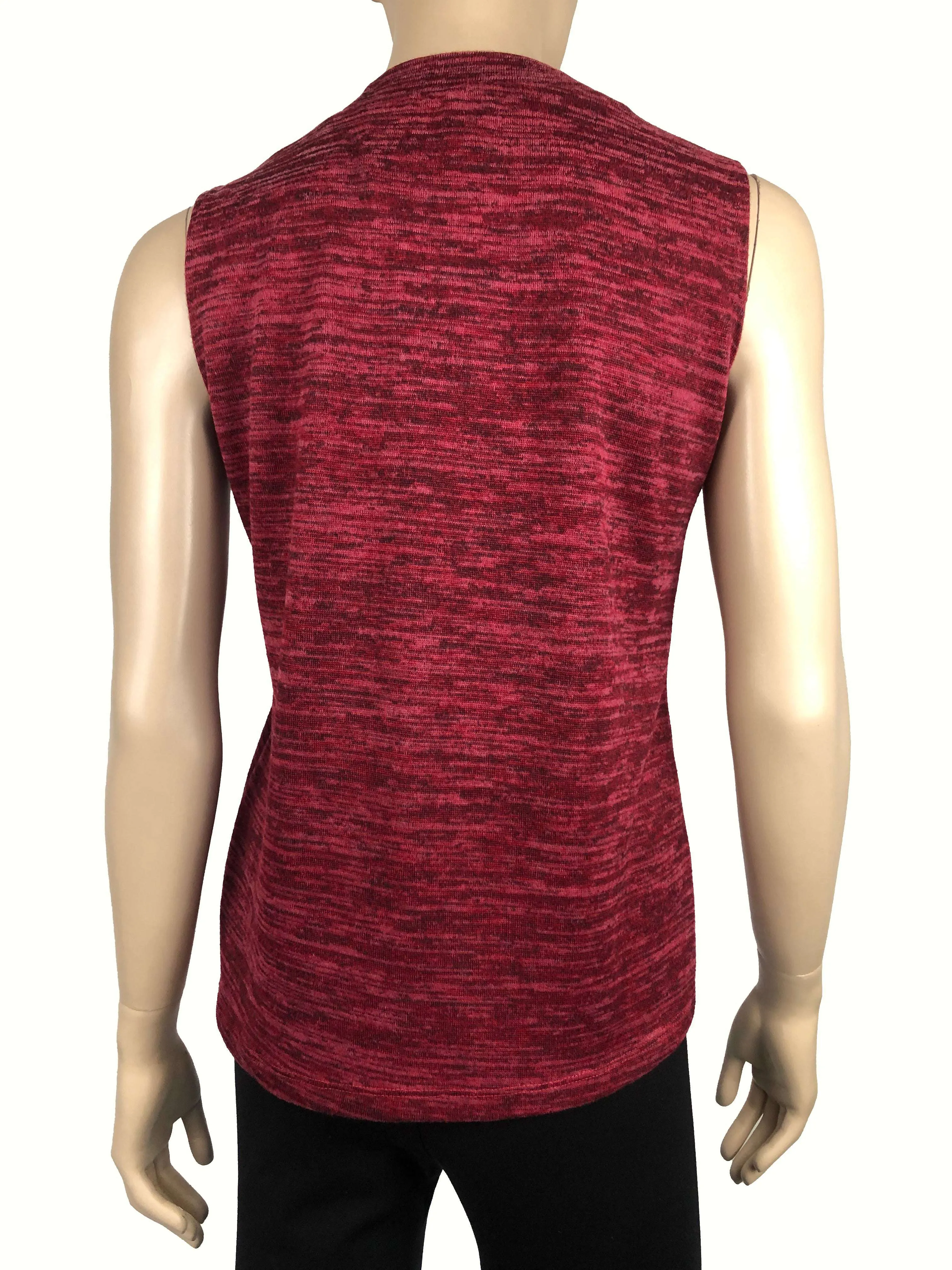 Women's seeveless Red Mock Neck Soft Knit Fabric - Made In Canada