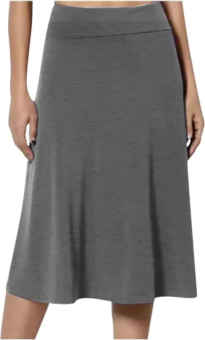 Women's Shirts Curved Hem Skirt Solid Color Classic High Waisted Skirt Plus Size Pleated Skirt Cozy Trendy Skirt