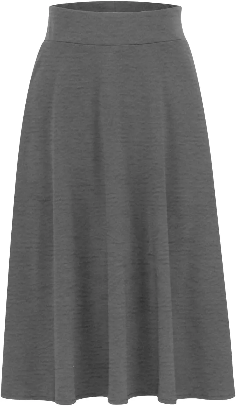 Women's Shirts Curved Hem Skirt Solid Color Classic High Waisted Skirt Plus Size Pleated Skirt Cozy Trendy Skirt