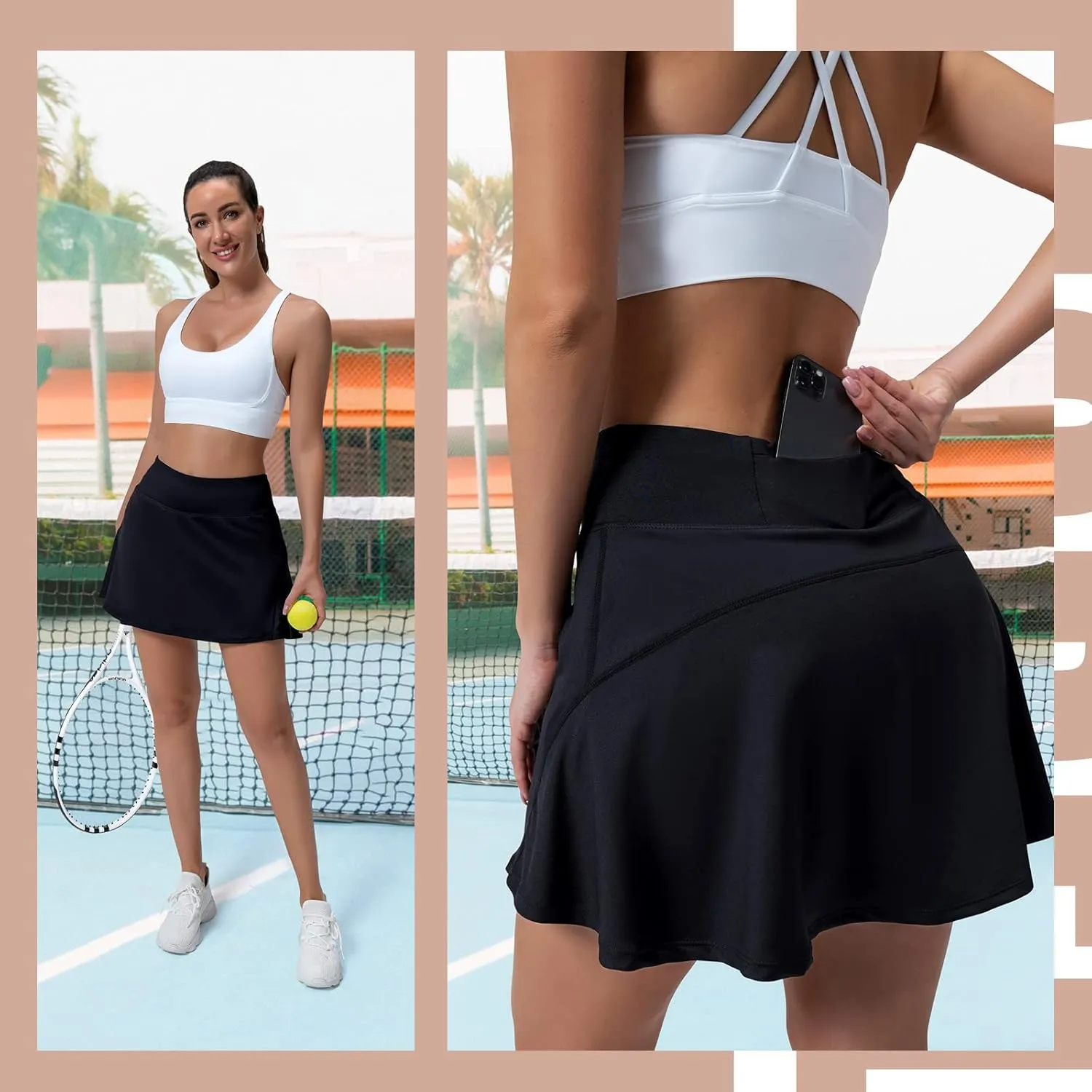 Women's Tennis Skirt High Waisted Pleated Athletic Skorts Skirts for Women with Pockets Sports Casual Skirts