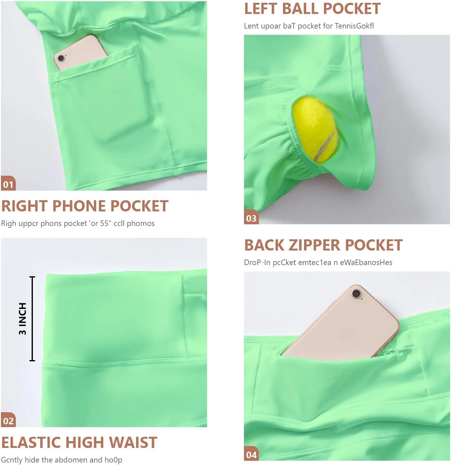 Women's Tennis Skirt High Waisted Pleated Athletic Skorts Skirts for Women with Pockets Sports Casual Skirts