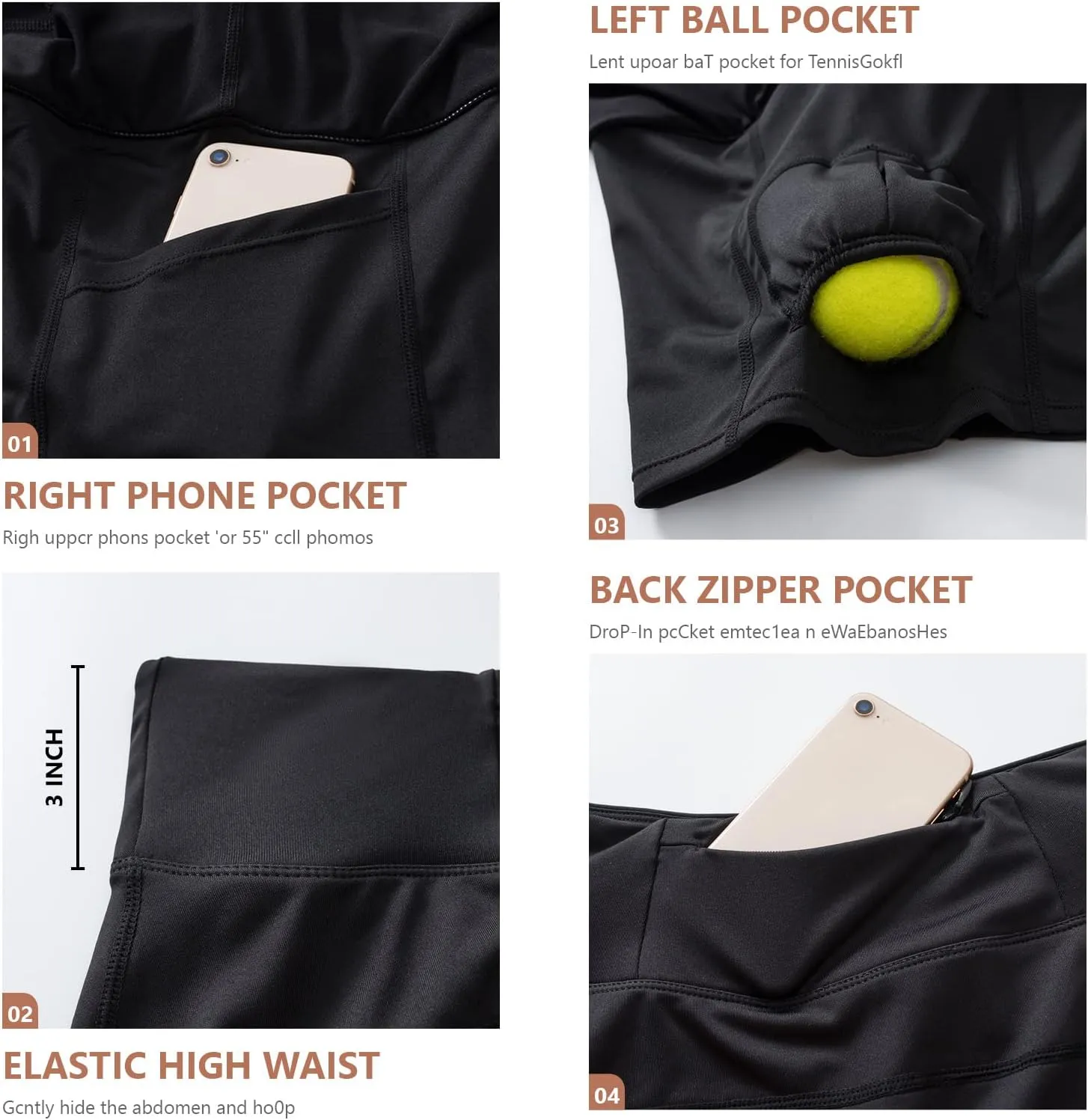 Women's Tennis Skirt High Waisted Pleated Athletic Skorts Skirts for Women with Pockets Sports Casual Skirts