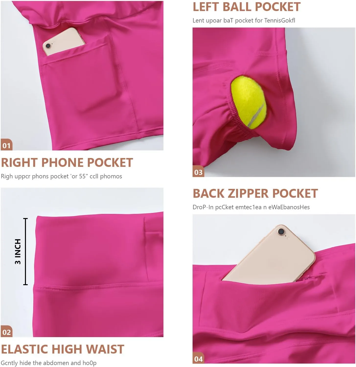 Women's Tennis Skirt High Waisted Pleated Athletic Skorts Skirts for Women with Pockets Sports Casual Skirts