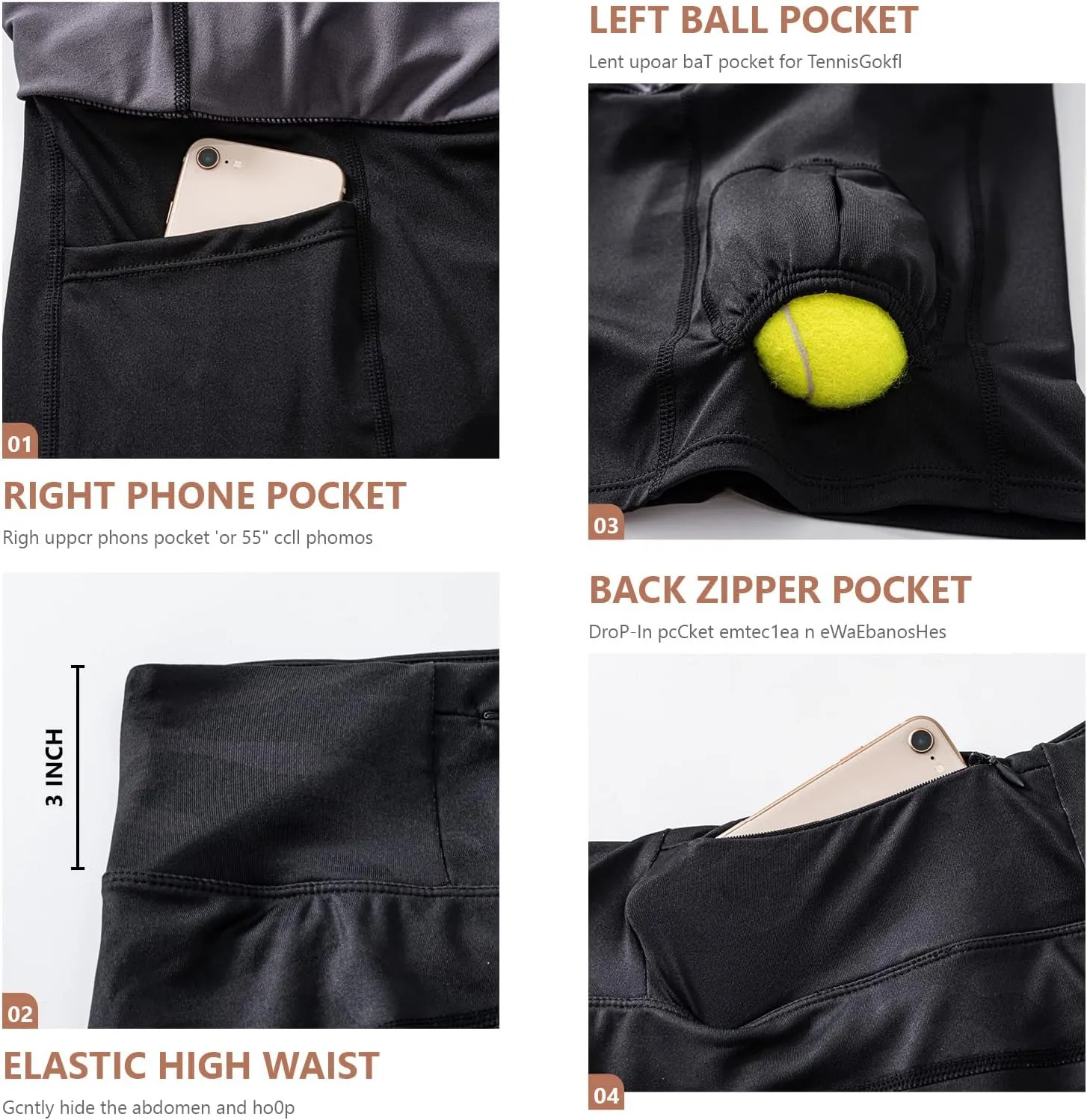 Women's Tennis Skirt High Waisted Pleated Athletic Skorts Skirts for Women with Pockets Sports Casual Skirts