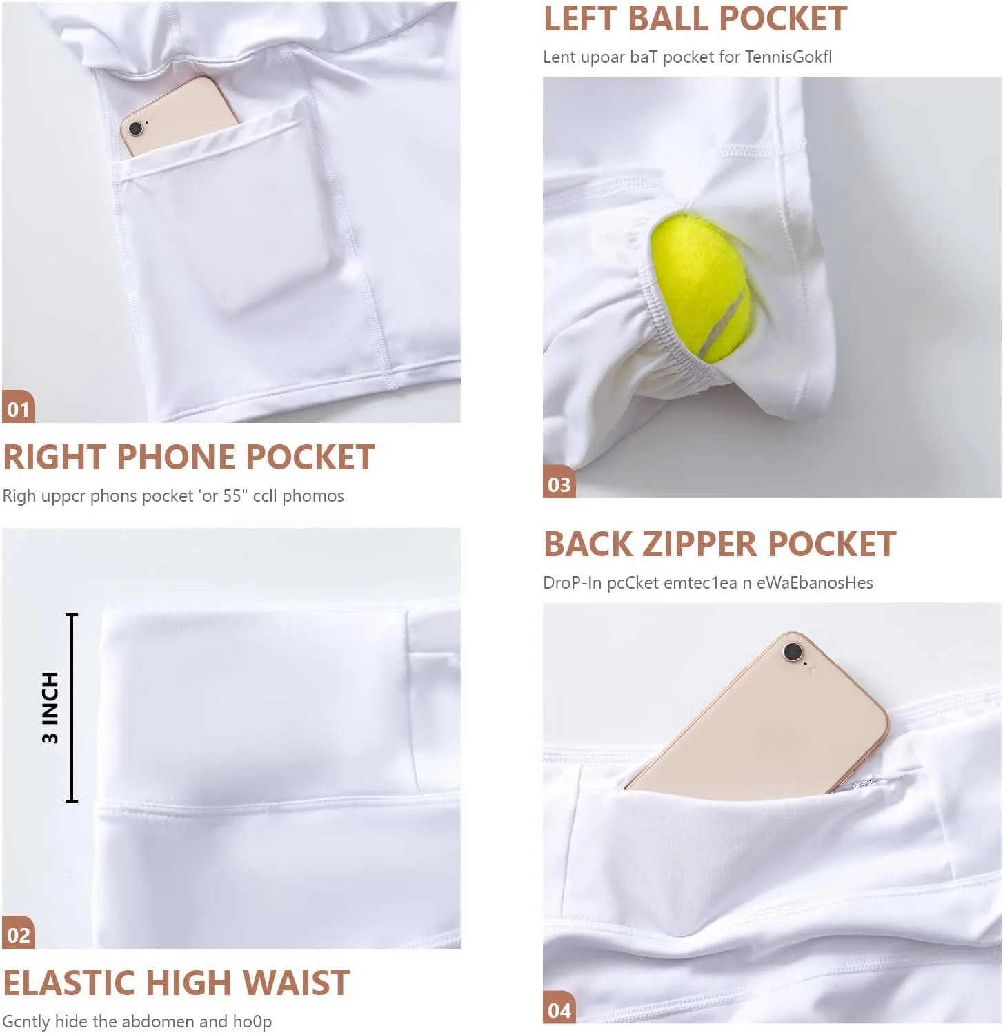 Women's Tennis Skirt High Waisted Pleated Athletic Skorts Skirts for Women with Pockets Sports Casual Skirts