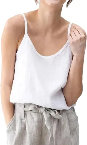 Women's Vintage Cotton-Linen Blend Camisole Breathable Sleeveless Tank Tops with Adjustable Boho-Chic Straps