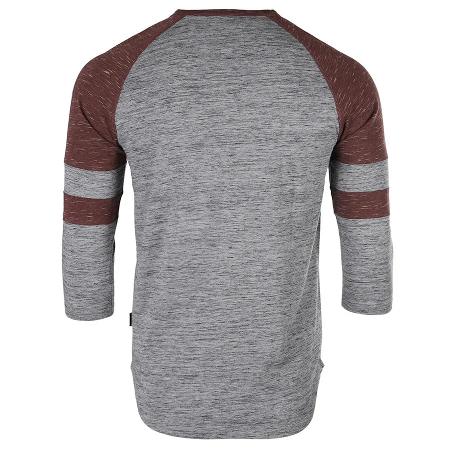 ZIMEGO Men's 3/4 Sleeve MAROON Baseball Football College Raglan Henley Athletic T-shirt